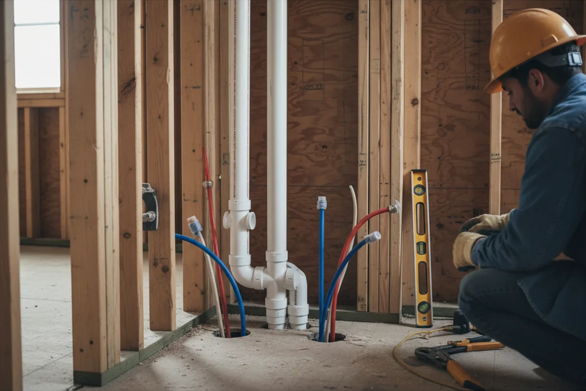 Drain and supply rough-in during Leak Detection in Tuba City