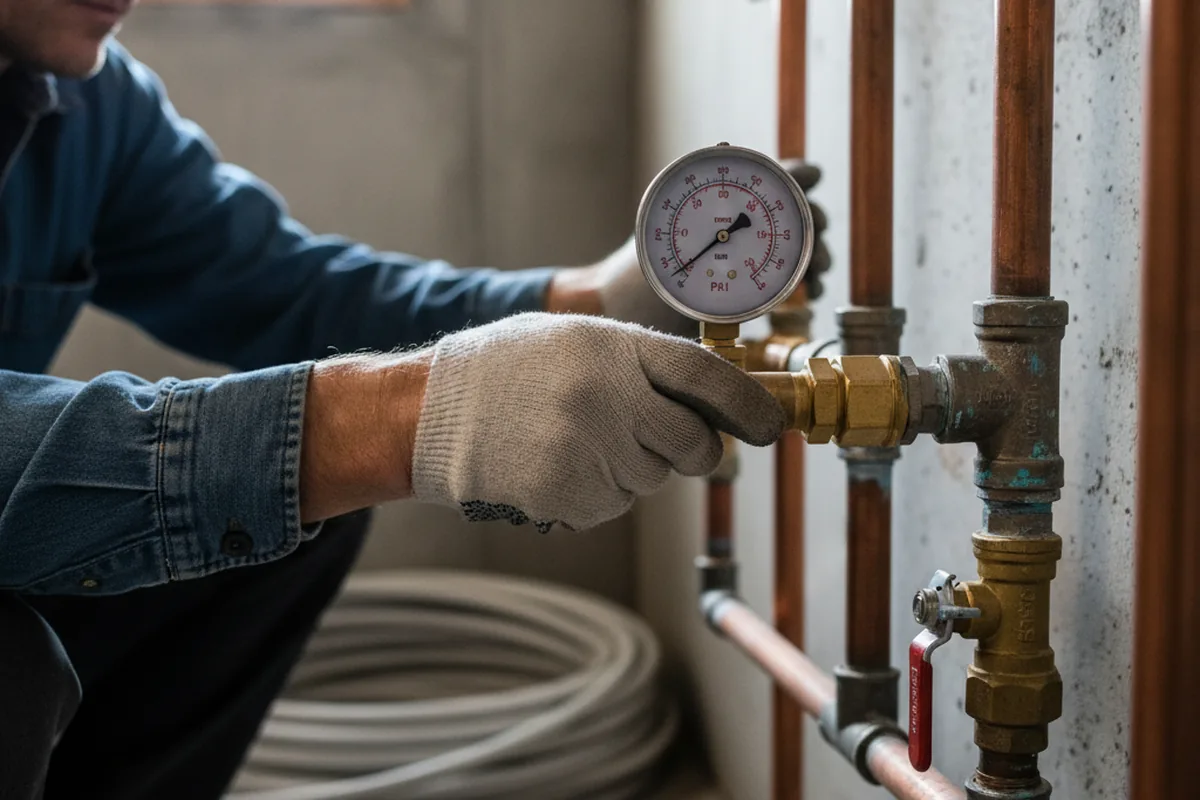 Pressure testing a repaired line during Water Line Repair in Tuba City